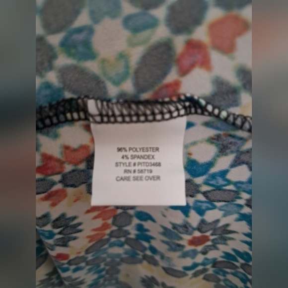 NY Collection Blue and Cream Flutter Sleeve Midi Sundress Size Medium Petite - Picture 4 of 8